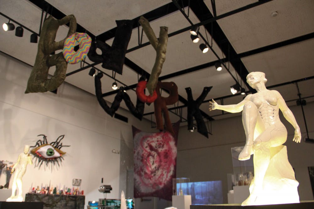 Art created by UF graduate student Rob Kolhouse, 37, is on display in the University Gallery. His work, as well as other students’, will be featured there through March 28.