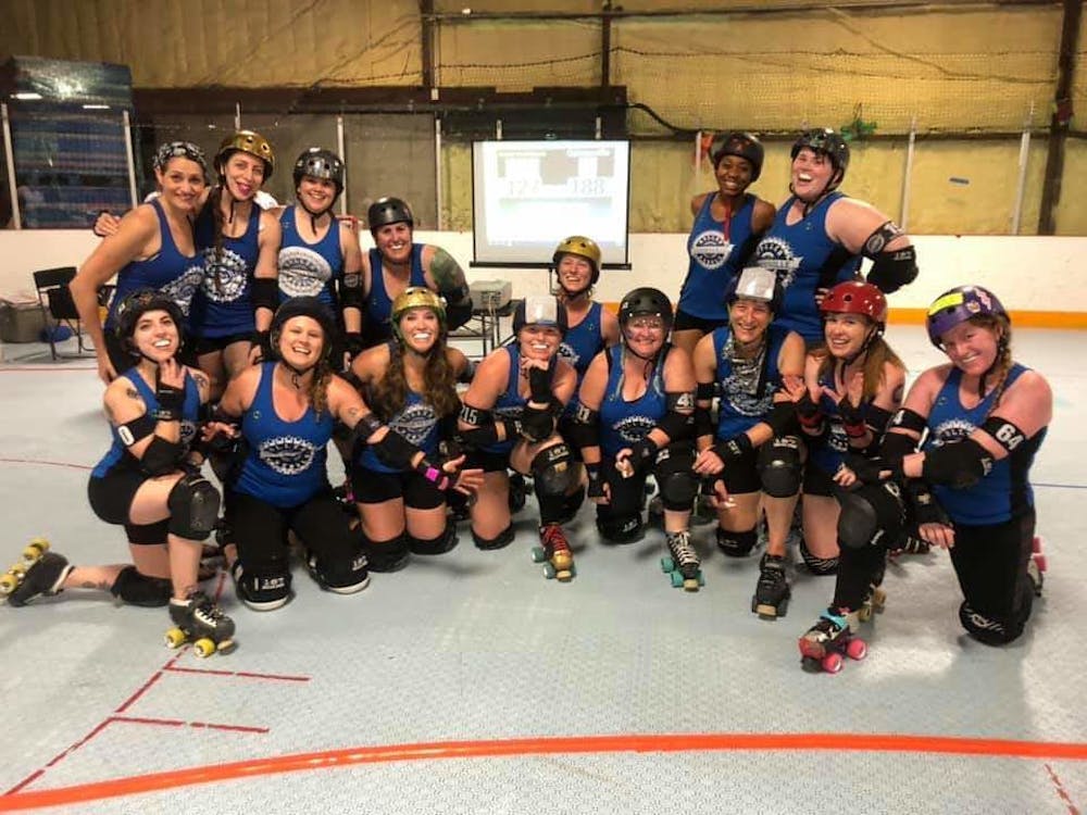 The Roller Rebels pose for a team picture. 