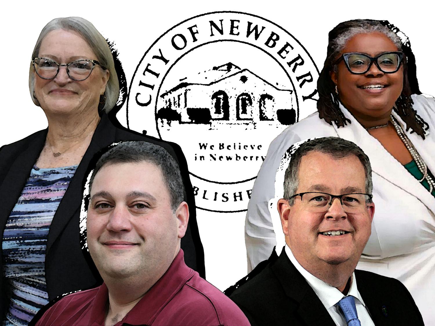 Candidates in the upcoming Newberry election include Tim Marden, Joy Glazer, Rosa Marie Campbell, and Steve Panaghi.