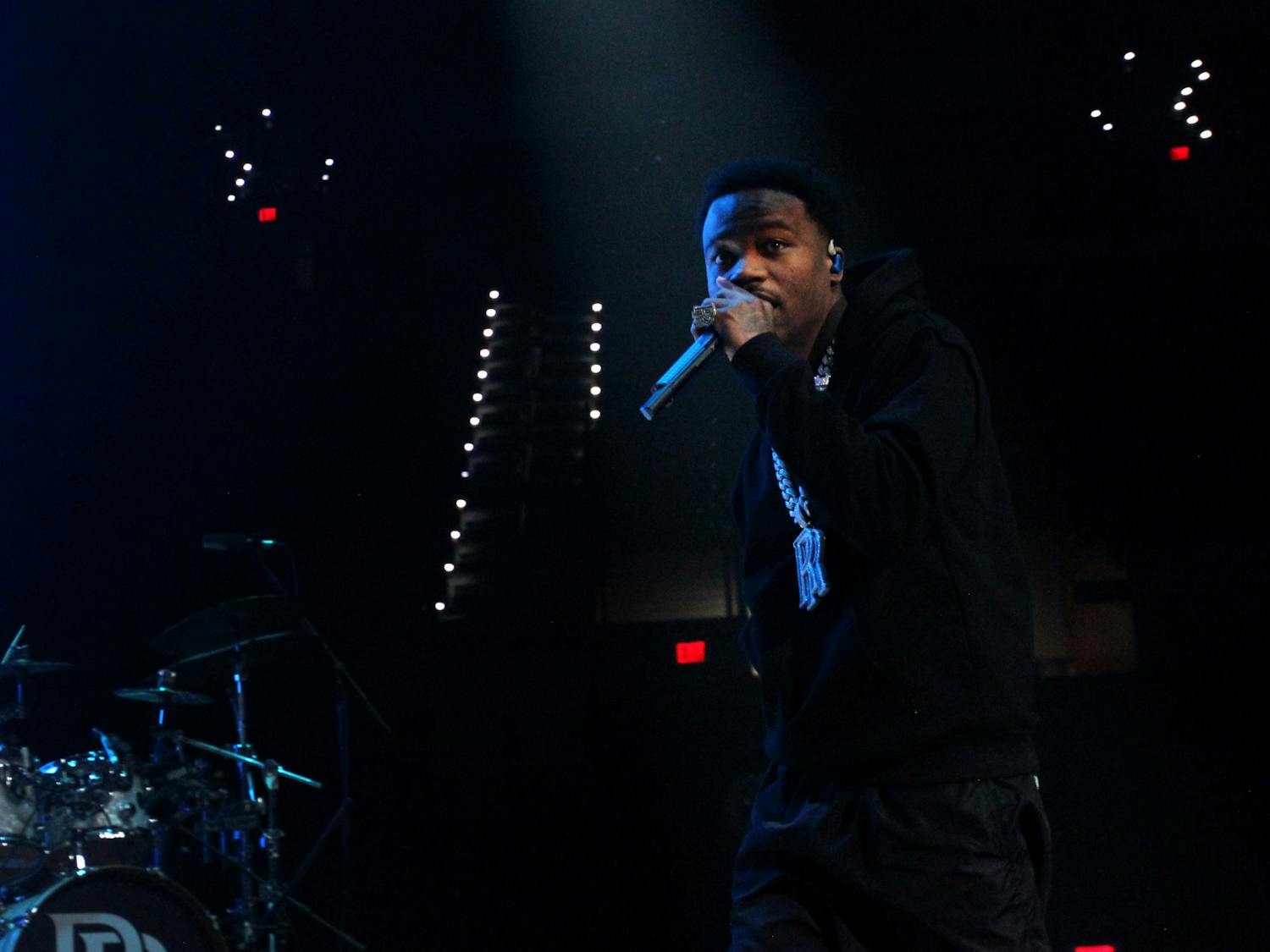 Roddy Ricch performs at the Stephen C. O'Connell Center on Tuesday, Feb. 8. Student Government Productions coordinated the performance to kick off Black History Month.