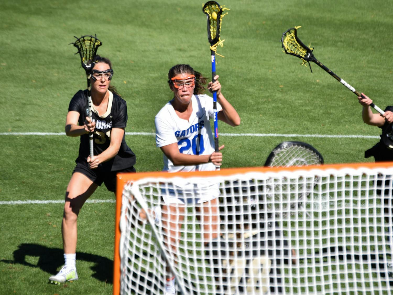 Brianna Harris scored two goals in the loss to Loyola.