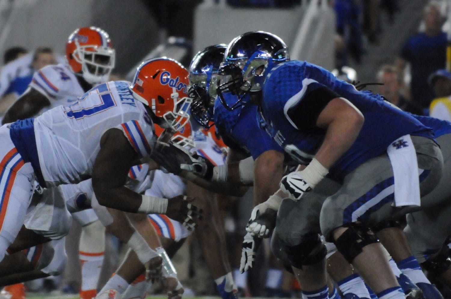 UF defensive lineman Caleb Brantley lines up during Florida's 14-9 win against Kentucky on Sept. 19, 2015, at Commonwealth Stadium in Lexington, Kentucky.