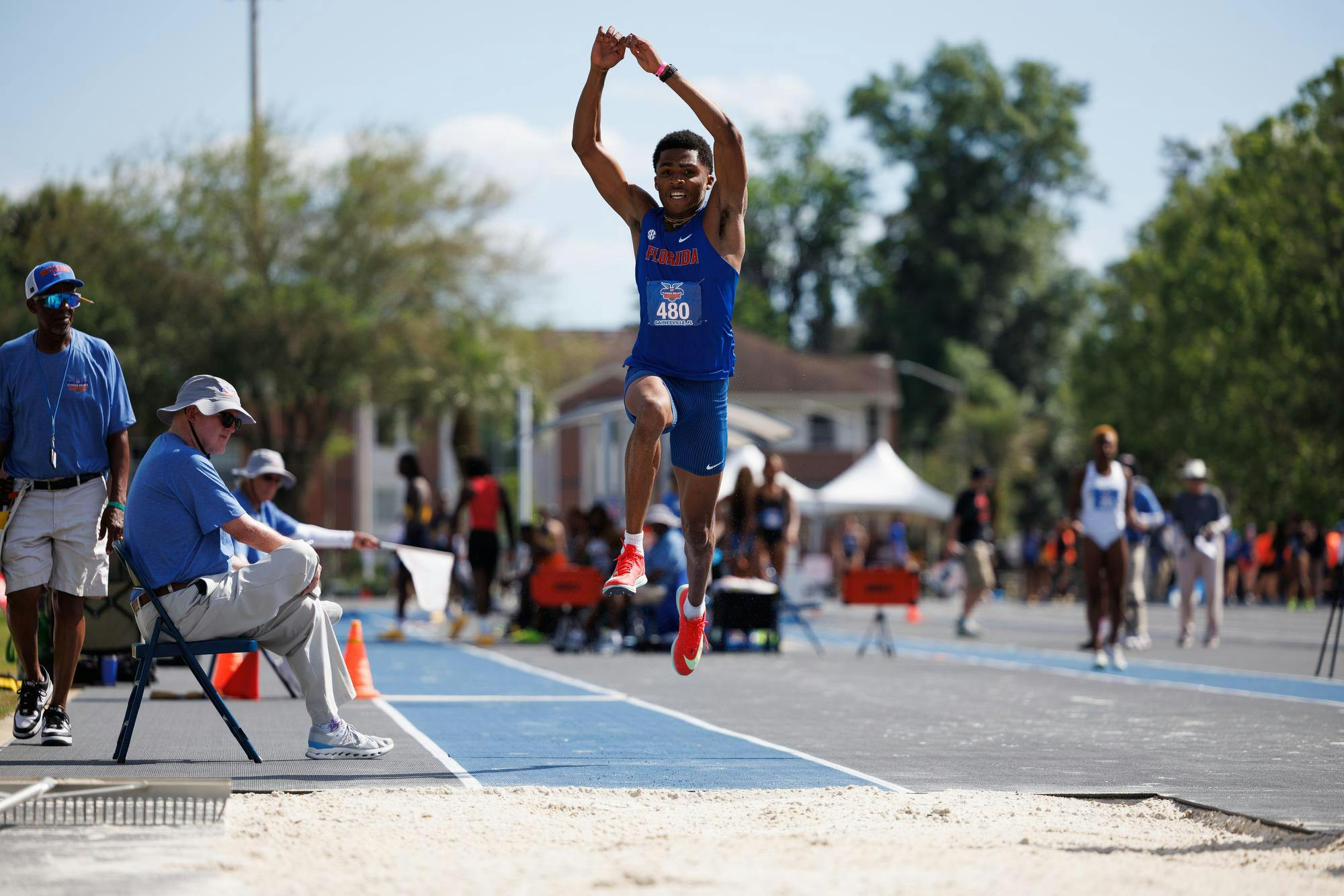 Jaden Lippett jumps in the tripple jump invite during the Pepsi Florida Relays, Saturday, April 4, 2026, in Gainesville, Fla.