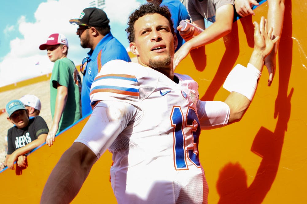 Uf quarterback Feleipe Franks went 8 of 12 for 117 yards and two rushing touchdowns during Florida's Orange and Blue game on Saturday. Franks is fighting to retain the starting role for 2018. 