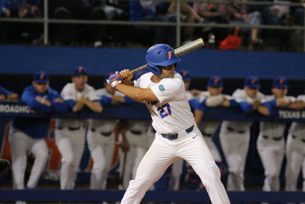 Florida designated hitter Nelson Maldonado had one of UF's two hits in its 6-1 loss to USF on Tuesday in Tampa. 