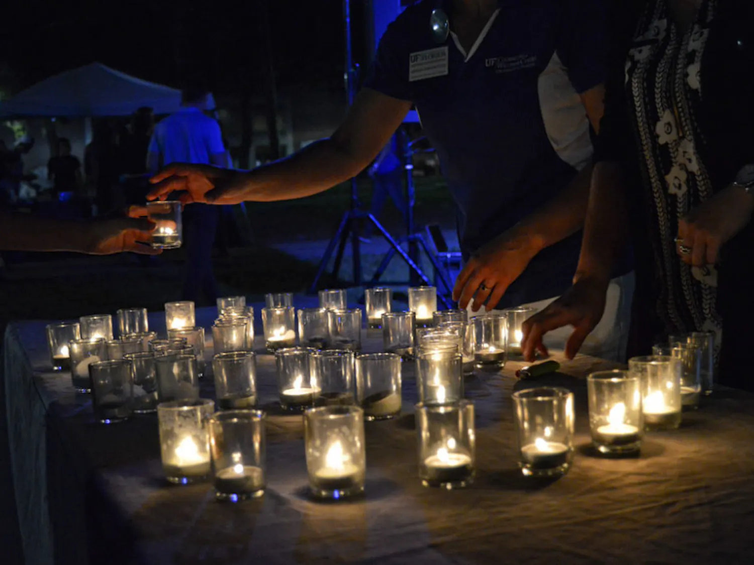 During Take Back the Night, survivors of sexual assault spoke about their stories. For each of those who spoke, a candle was lit.
