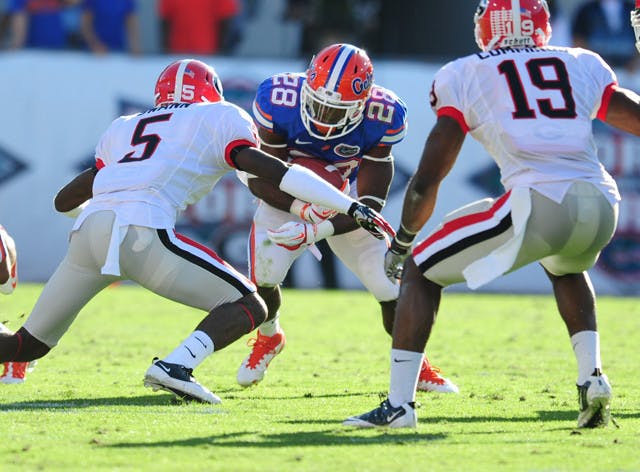 Running back Jeff Demps was held to 12 yards on eight carries against Georgia, as Florida rushed for negative-19 yards as a team in the 24-20 loss. The Gators did not record a first down on the ground.