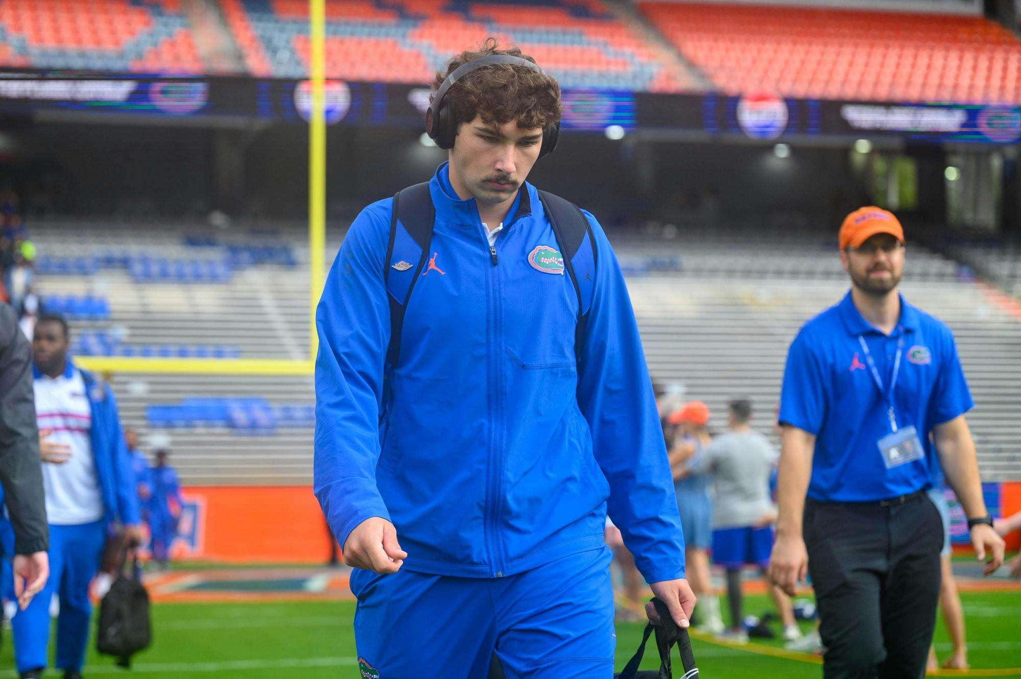 Florida quarterback Aaron Philo (12) walks out onto the field before an NCAA college football game against South Carolina, Saturday, Oct. 10, 2026, in Gainesville, Fla.