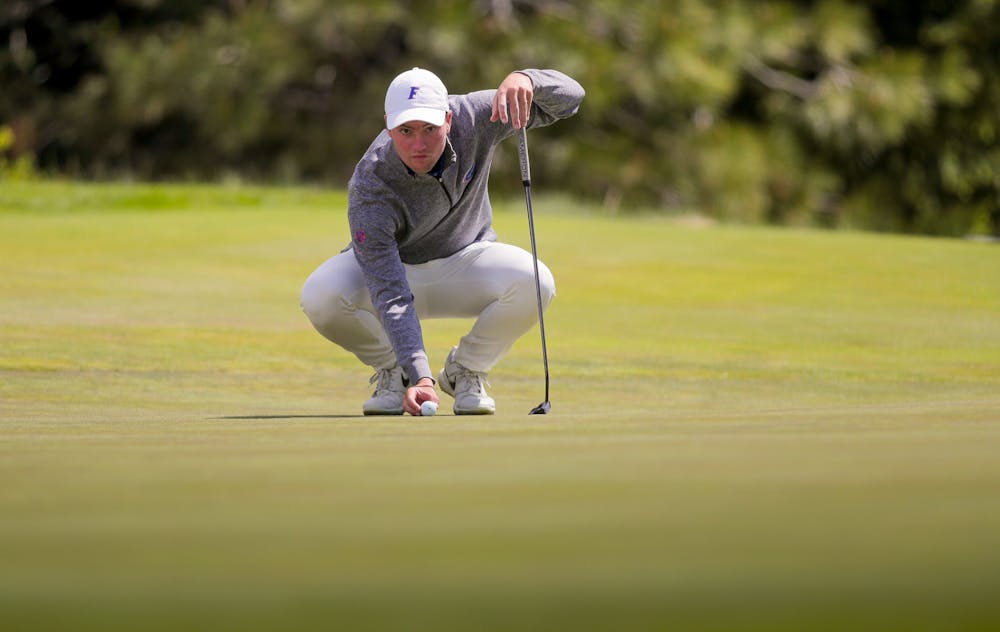 Joe Pagdin of The University of Florida's men's golf team competes in the first round of the 2021 NCAA  Cle Elum Regional at Tumble Creek Golf Club in Cle Elum, Wash., on May 17, 2021. (Photography by Scott Eklund/Red Box Pictures)