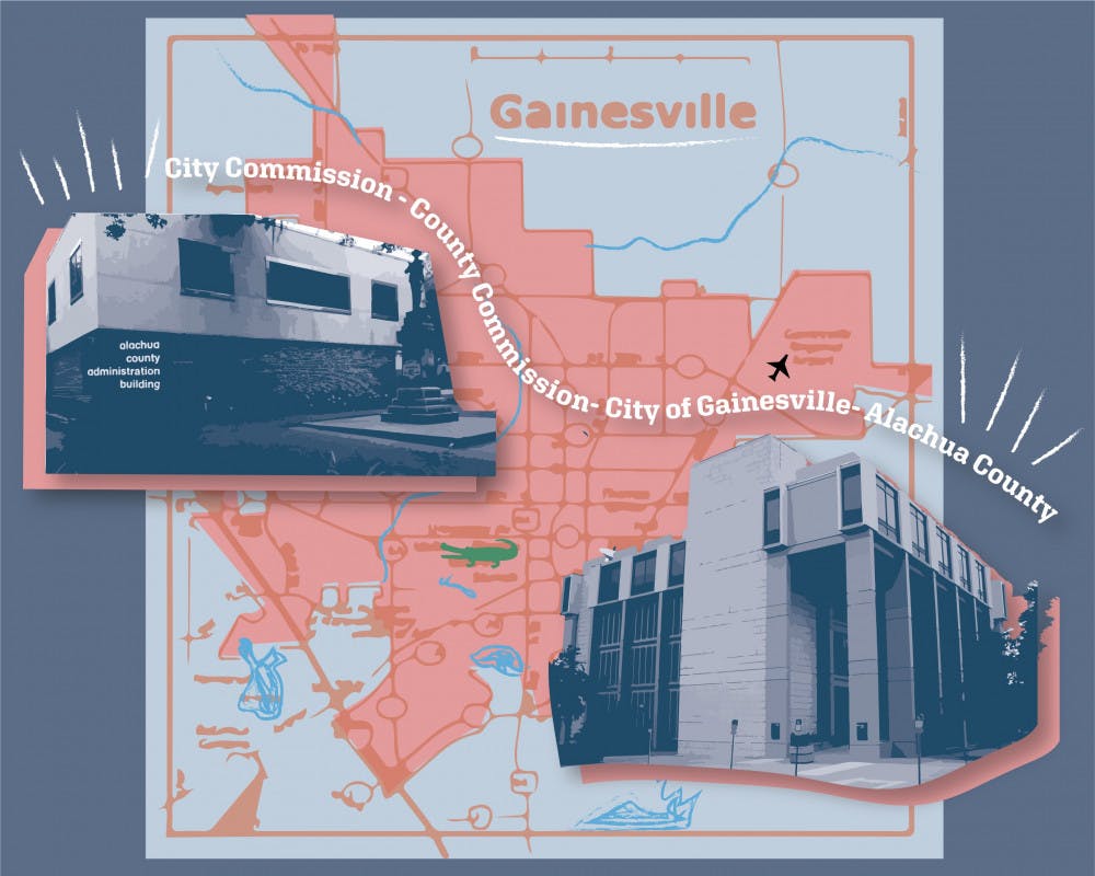 Graphic of Gainesville City Hall and the County Administration Building