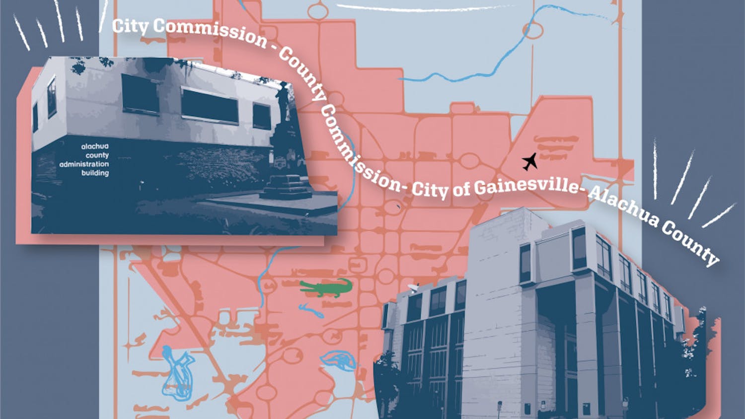 Graphic of Gainesville City Hall and the County Administration Building