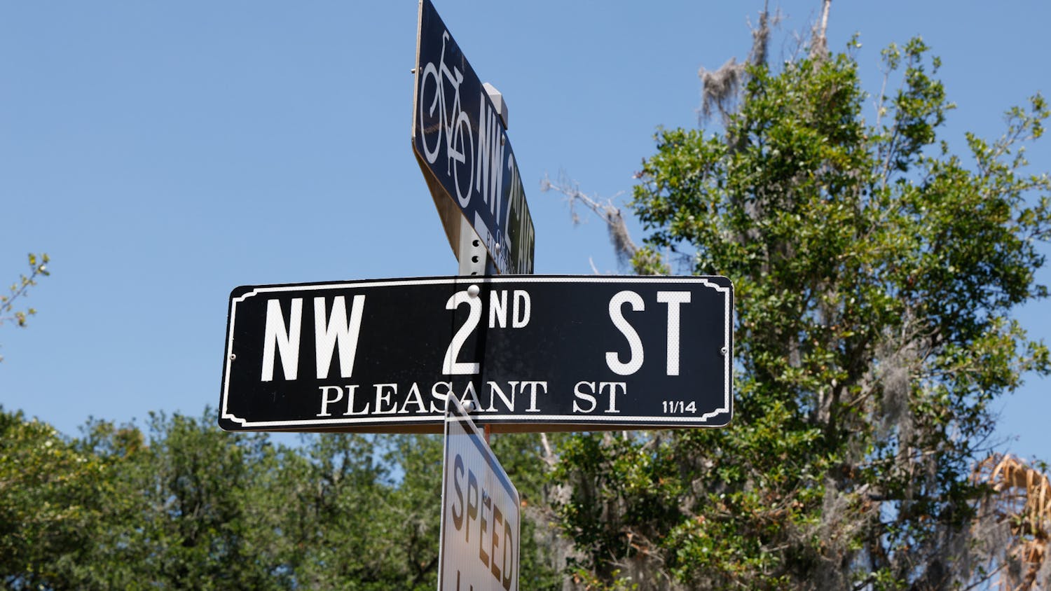 A sign marking Pleasant Street stands on Sunday, June 9, 2024.