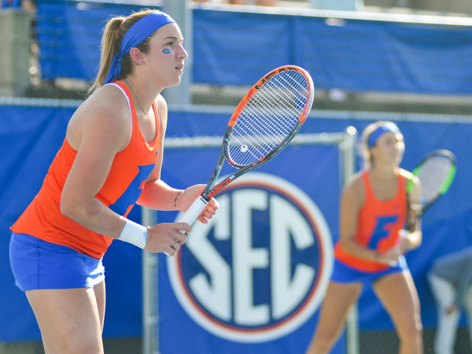 Victoria Emma (pictured) fell to Vanderbilt’s Georgia Drummy 6-0, 6-3 on Sunday in Florida’s 4-3 loss to the Commodores. 