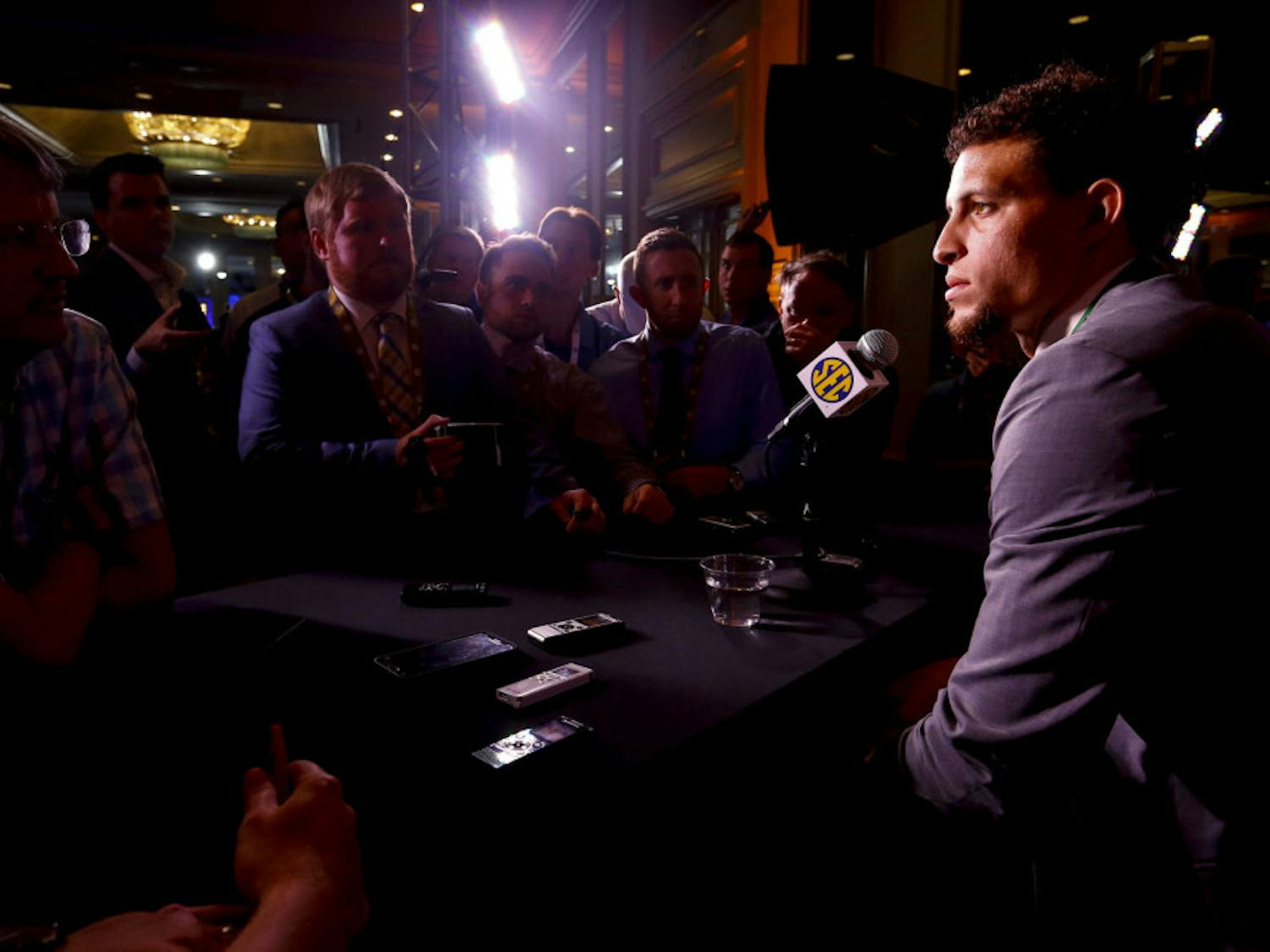 Quarterback Feleipe Franks (pictured), running back Lamical Perine and defensive end Jabari Zuniga were the three UF athletes to appear at the SEC Media Days on Monday alongside coach Dan Mullen.