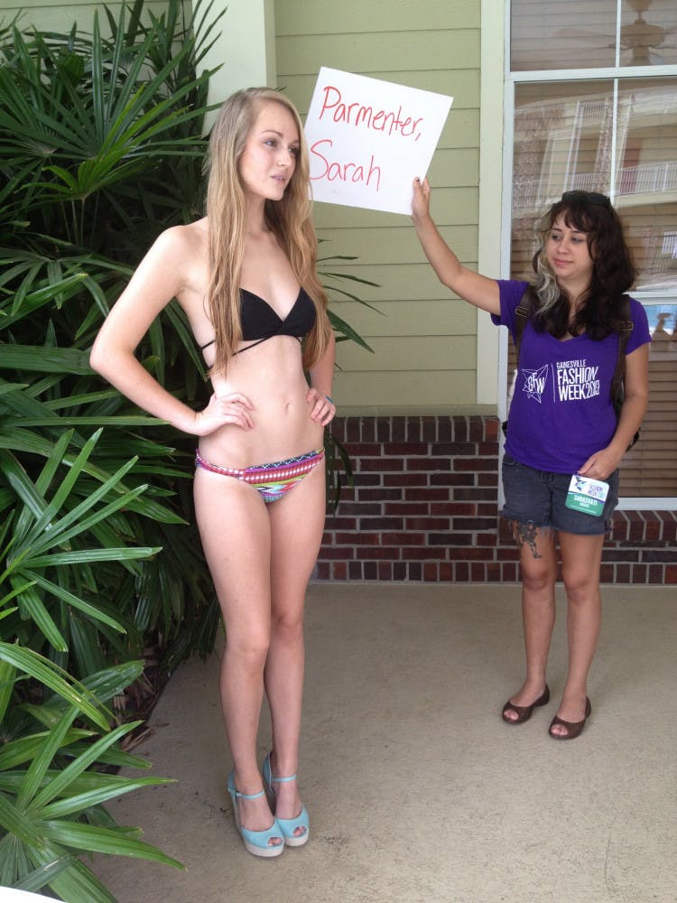 Sarah Parmenter, 20, steps up to a panel of judges to strut her stuff at the GFW Model Casting Call. 