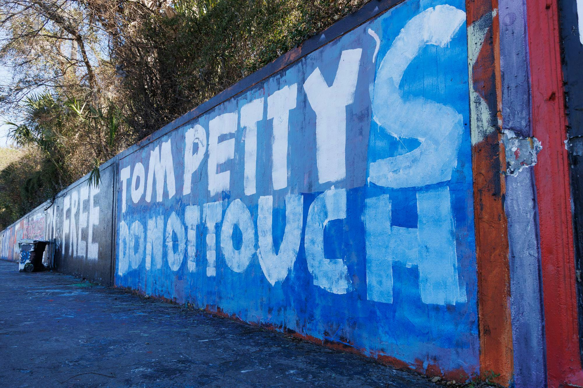 The area of the 34th Street Wall where the Tom Petty Mural was painted over in Gainesville, Fla., Monday, Feb 23., 2026.