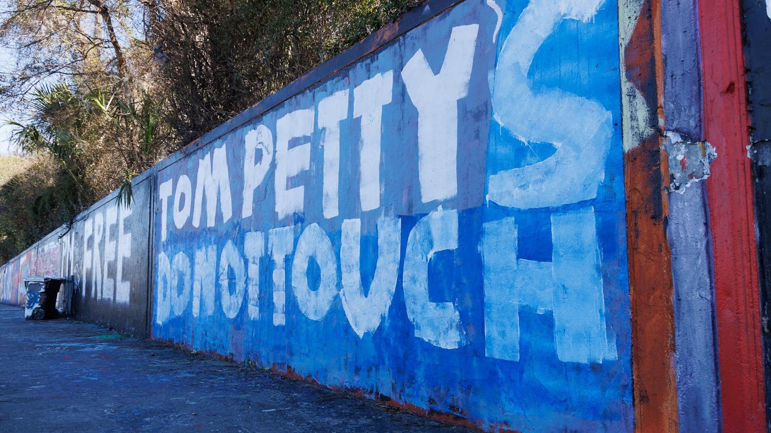 The area of the 34th Street Wall where the Tom Petty Mural was painted over in Gainesville, Fla., Monday, Feb 23., 2026.