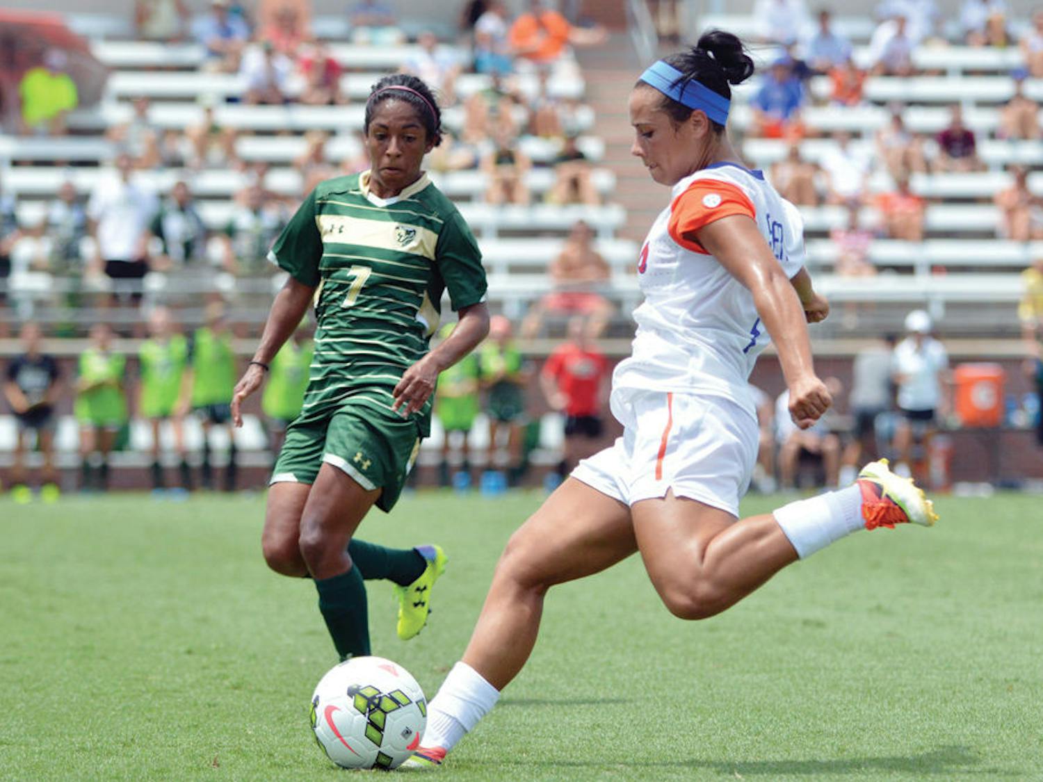Lauren Silver kicks the ball during Florida's 2-0 win against South Florida.