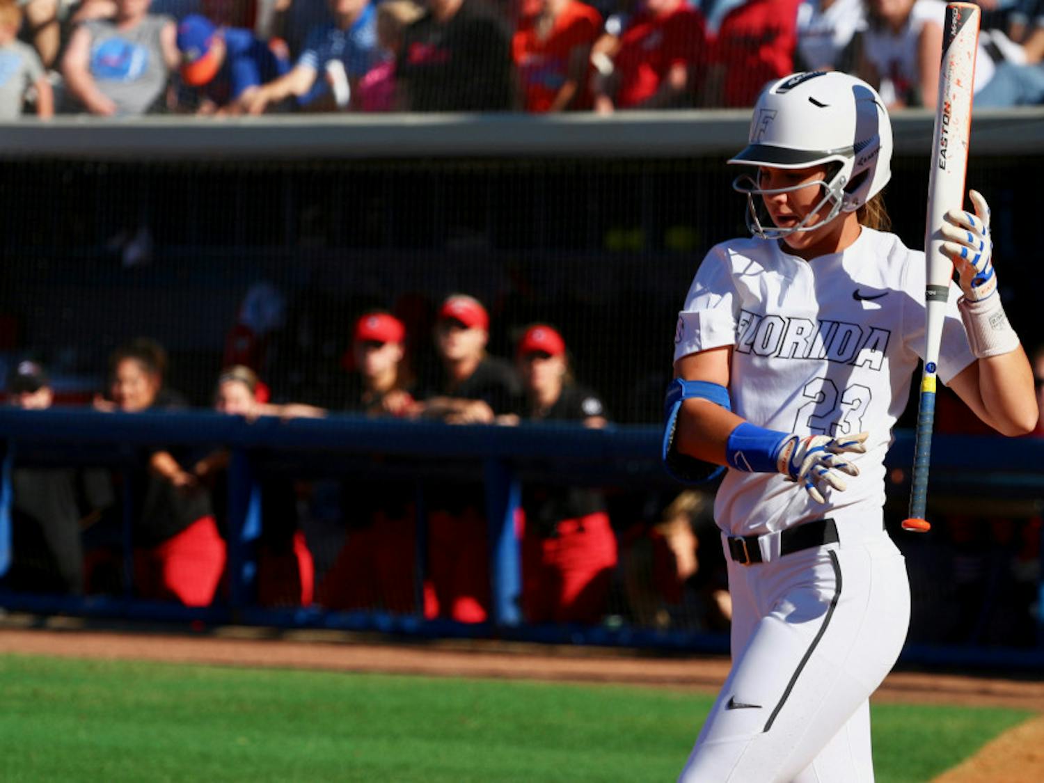 Catcher Nicole DeWitt's only hit of the Gators' first game against Louisiana pushed across two runs.