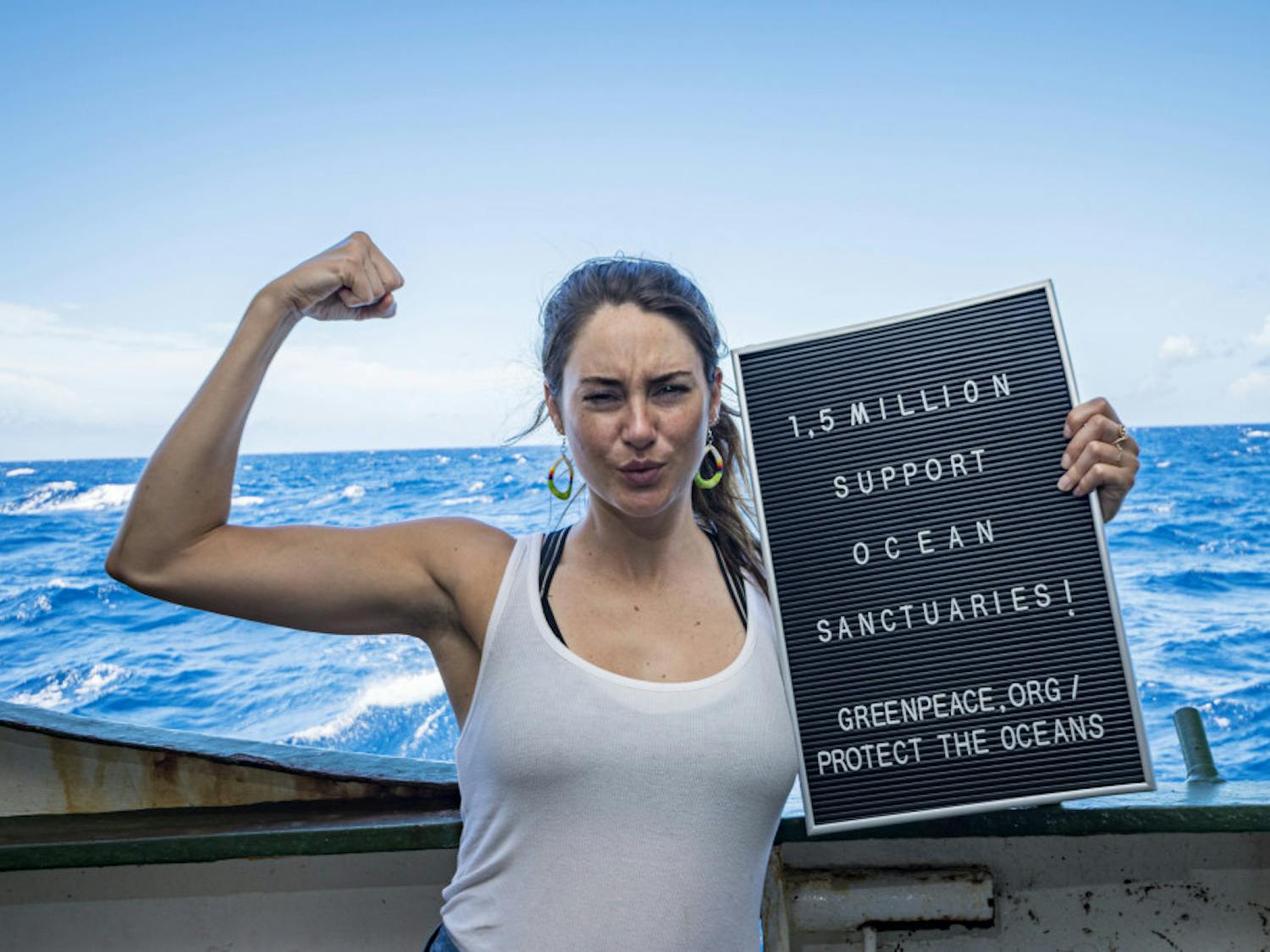 Shailene Woodley joined UF researchers Nerine Constant and Alexandra Gulick on a Greenpeace expedition to the Sargasso Sea. Woodley wrote a TIME article detailing her experiences on the expedition and how she will continue advocating for protecting the oceans.© Shane Gross / Greenpeace 