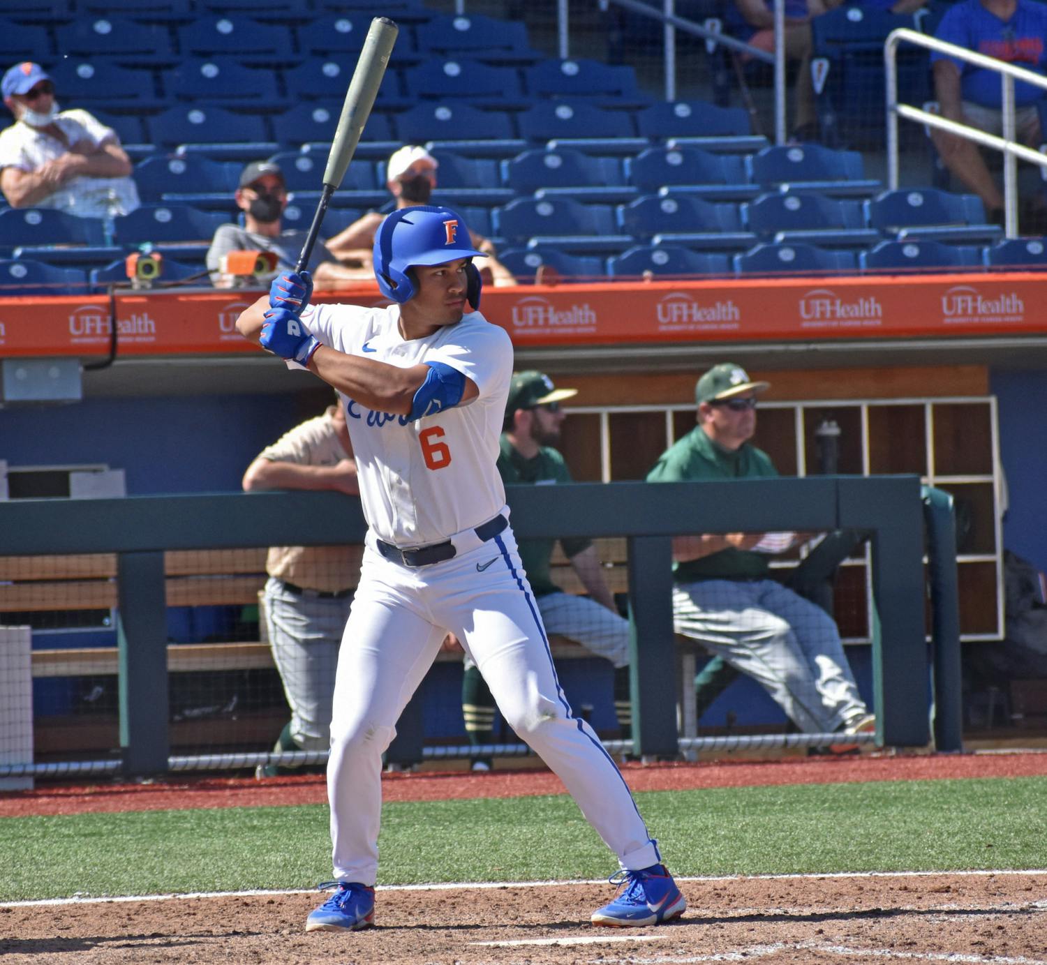 Florida&#x27;s Kendrick Calilao stands in the batter&#x27;s box against Jacksonville on March 14. The Gators fell to the No. 1 Tennessee Volunteers 6-4 Sunday afternoon