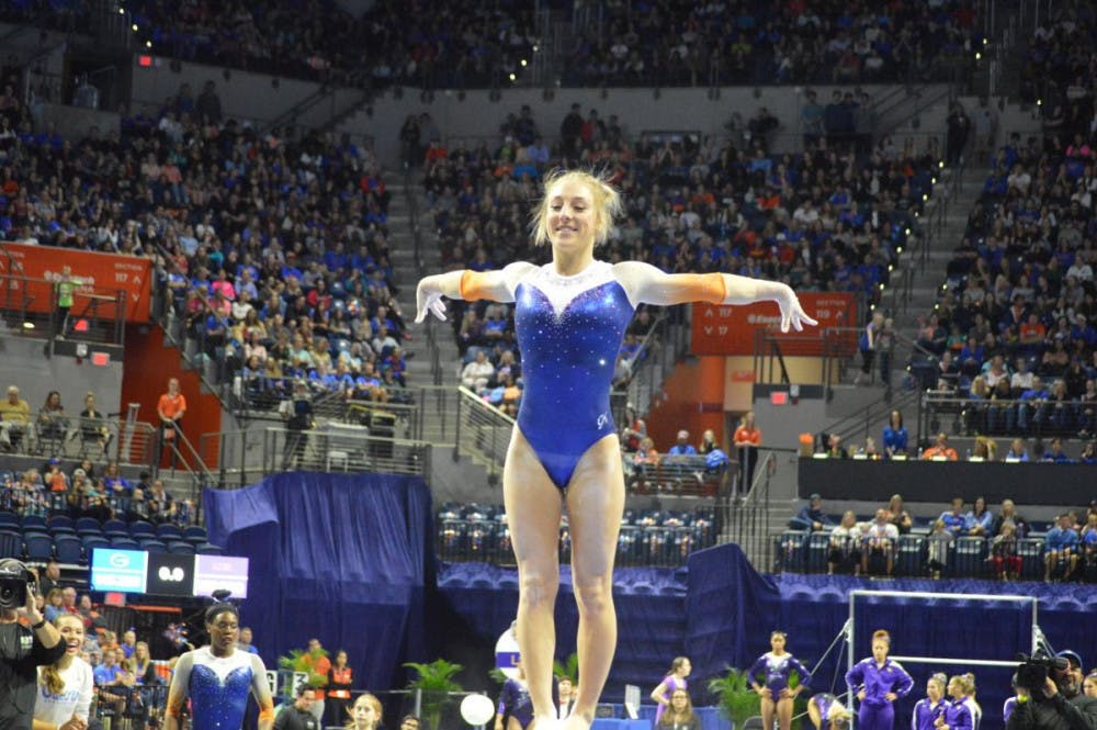 <p>Senior Alex McMurtry's fall during her floor routine at the SEC Championships resulted in her season-low score in the event. </p>