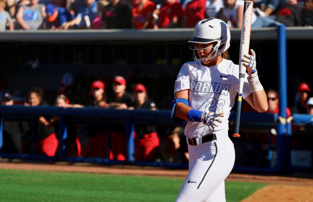 Nicole DeWitt stands in the batters box during Florida's 5-0 win against Georgia on April 8, 2017, at Katie Seashole Pressly Stadium.