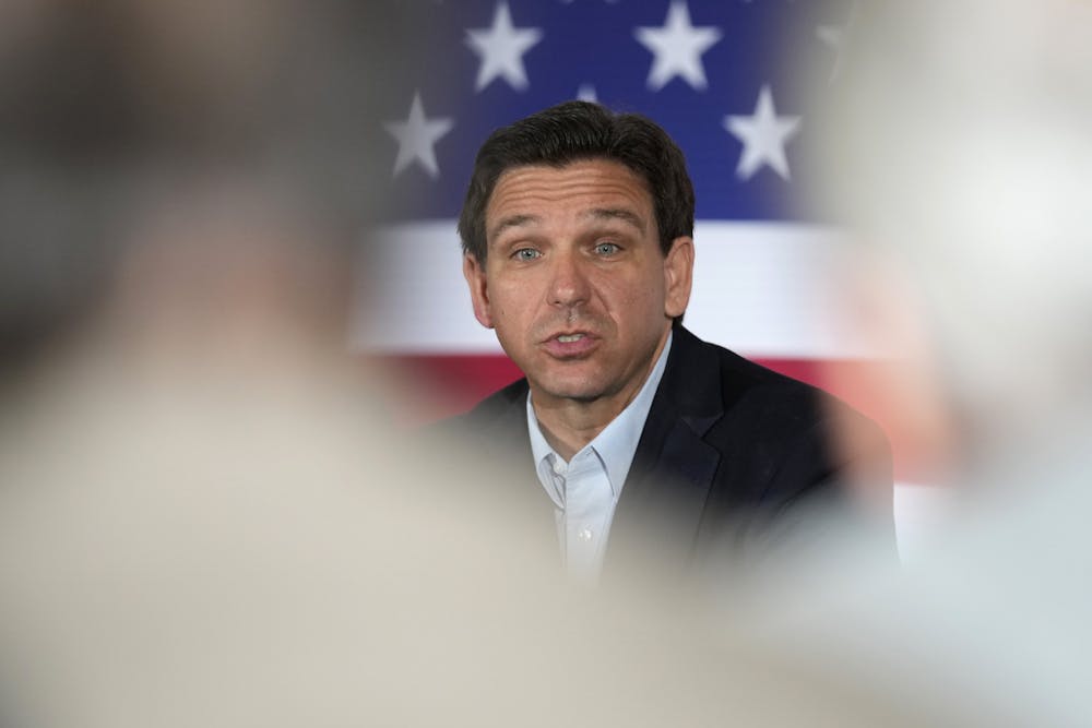 <p>Florida Gov. Ron DeSantis speaks at a political roundtable, Friday, May 19, 2023, in Bedford, N.H. (AP Photo/Robert F. Bukaty)</p>