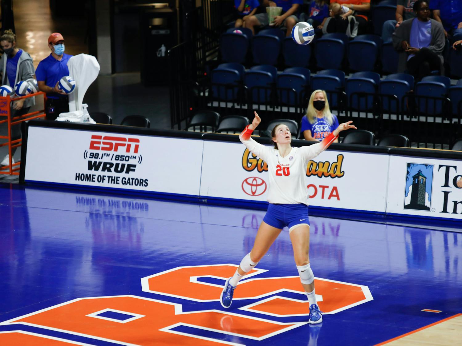 Florida's Thayer Hall serves during an Oct. 16 match against Texas A&M.