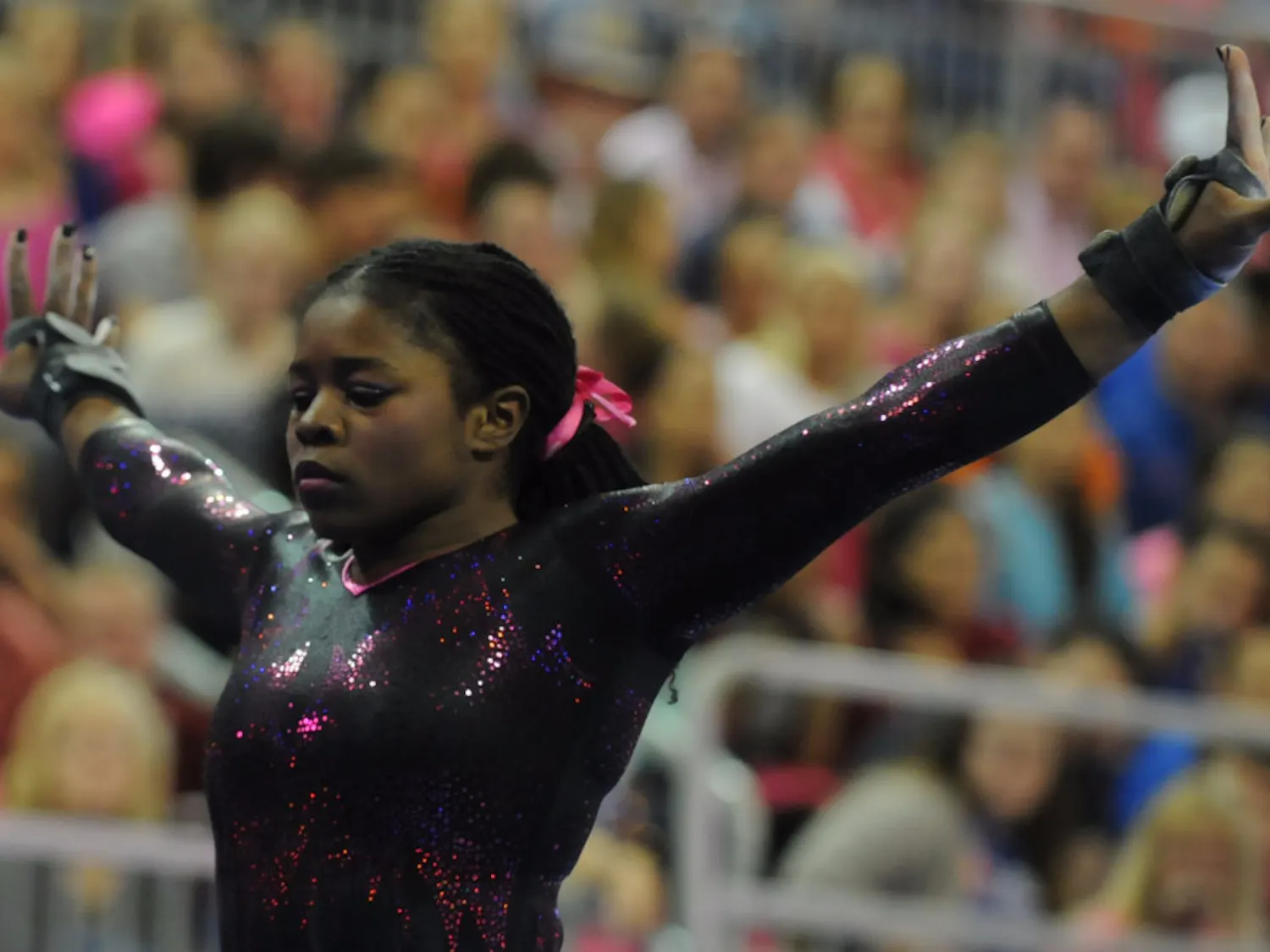 Alicia Boren performs on the balance beam during Florida's win against Arkansas on Feb. 12, 2016, in the O'Connell Center.