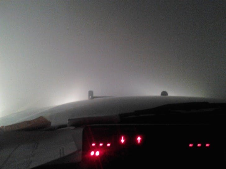 The view of Interstate&nbsp;75&nbsp;from an Alachua County Sheriff's Office vehicle at the time of the crashes Sunday morning.