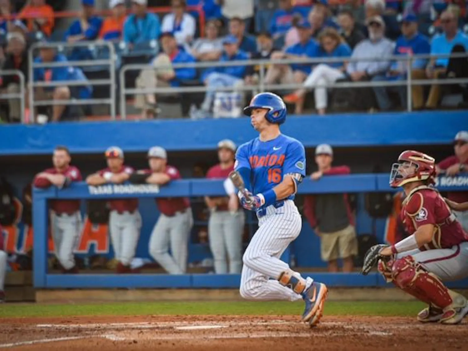 Florida outfielder Wil Dalton went 2 for 4 in UF's 20-7 win over Florida State on Tuesday night at Alfred A. McKethan Stadium.