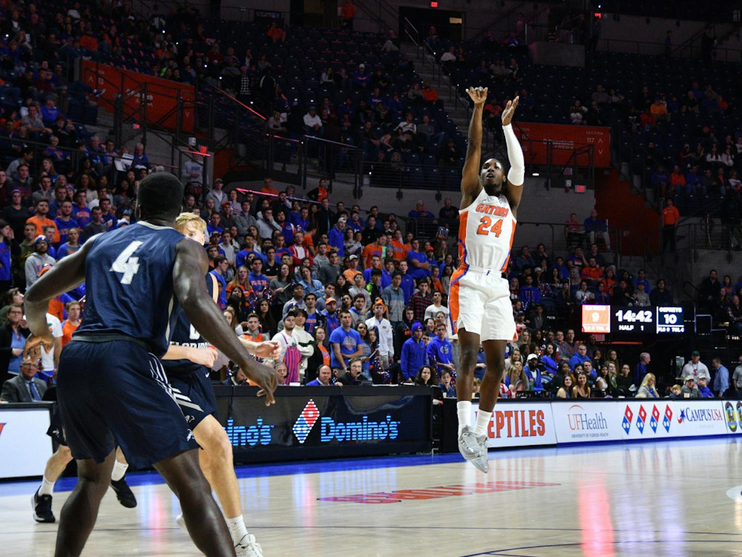 UF guard Deaundrae Ballard scored 15 points on 6-of-10 shooting during Florida's 98-66 win over North Florida on Tuesday at the O'Connell Center. "We just have to keep it going every game," Ballard said.