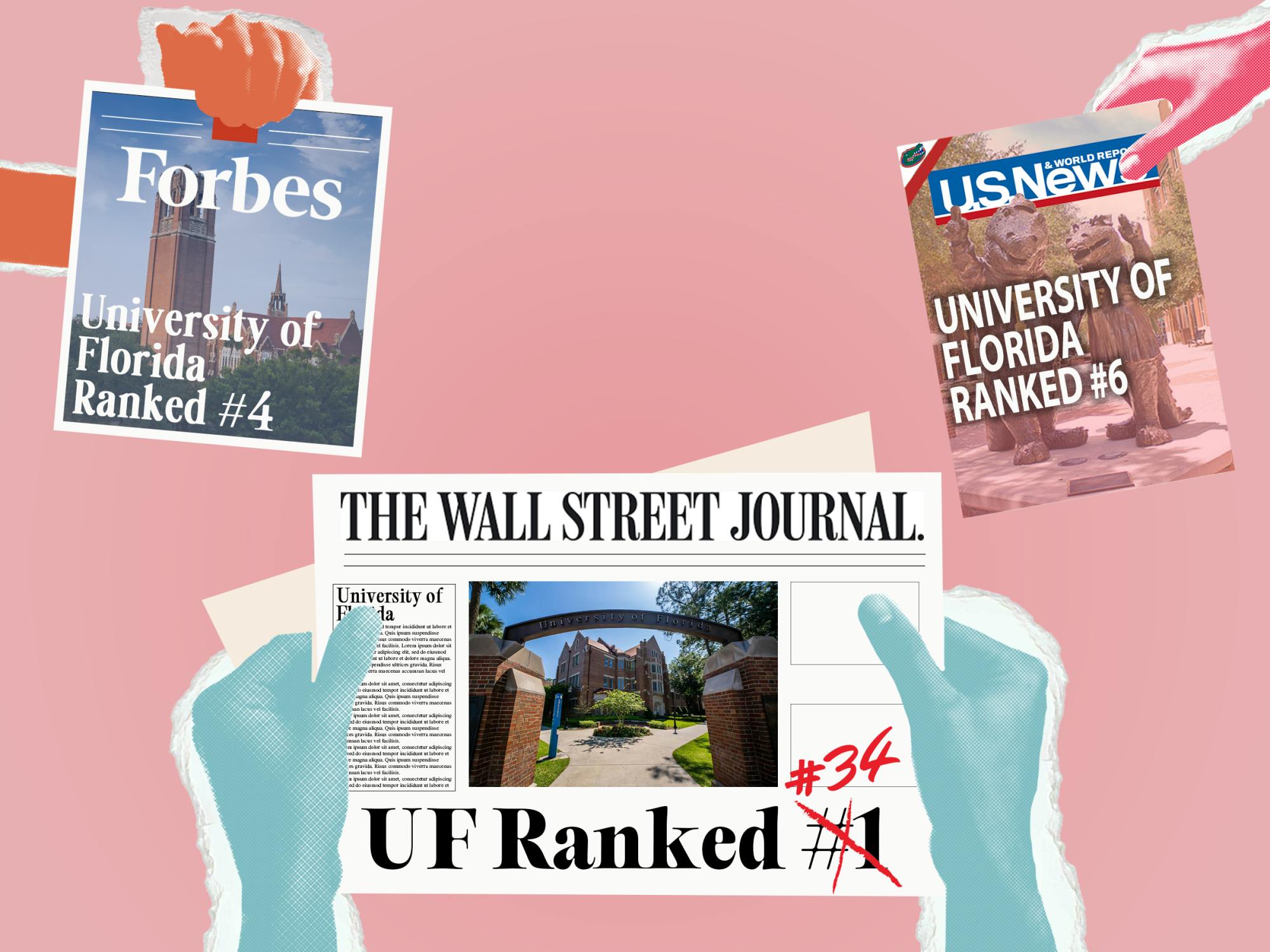 UF’s ranking compared to other colleges has fluctuated over time- from WSJ’s #1 that&#x27;s now #34, the #4 from Forbes or the #6 from US News.