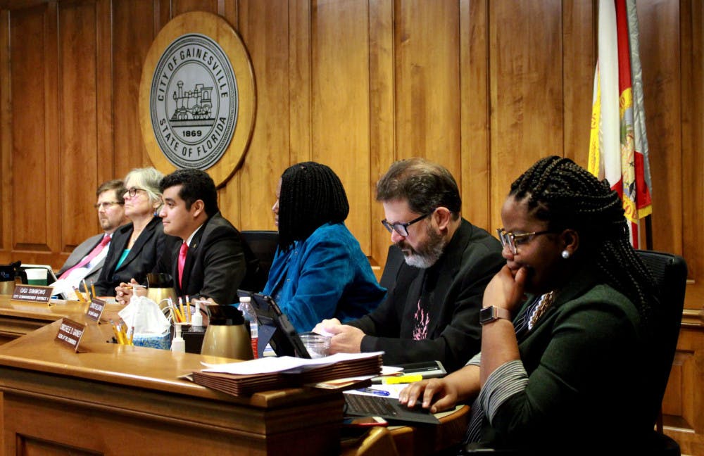 Mayor Lauren Poe, Gainesville city commissioners and city staff listen to the public’s comments Jan. 18, 2019, during the Gainesville City Commission meeting at City Hall. The meeting was over four hours long, and the panel of legislators passed legislation that banned the use of plastic bags in Gainesville.
&nbsp;