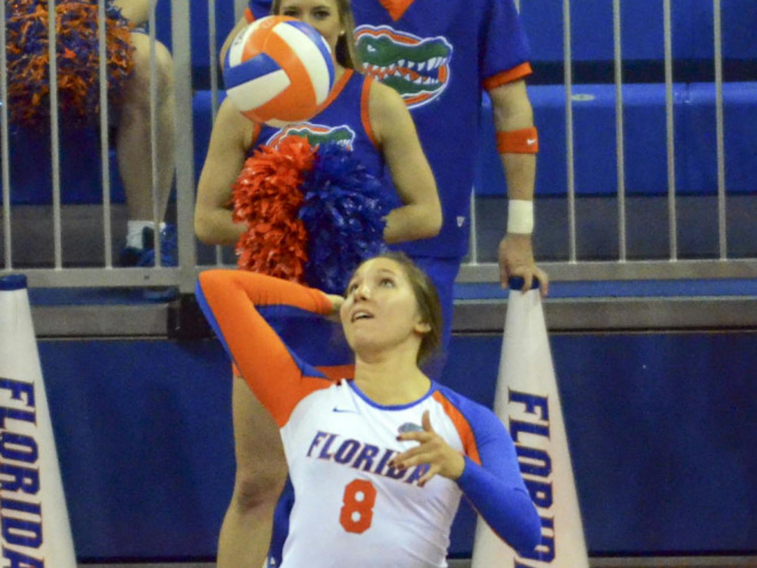Sam Dubiel serves during Florida's 3-0 win against Mississippi State on Sunday.