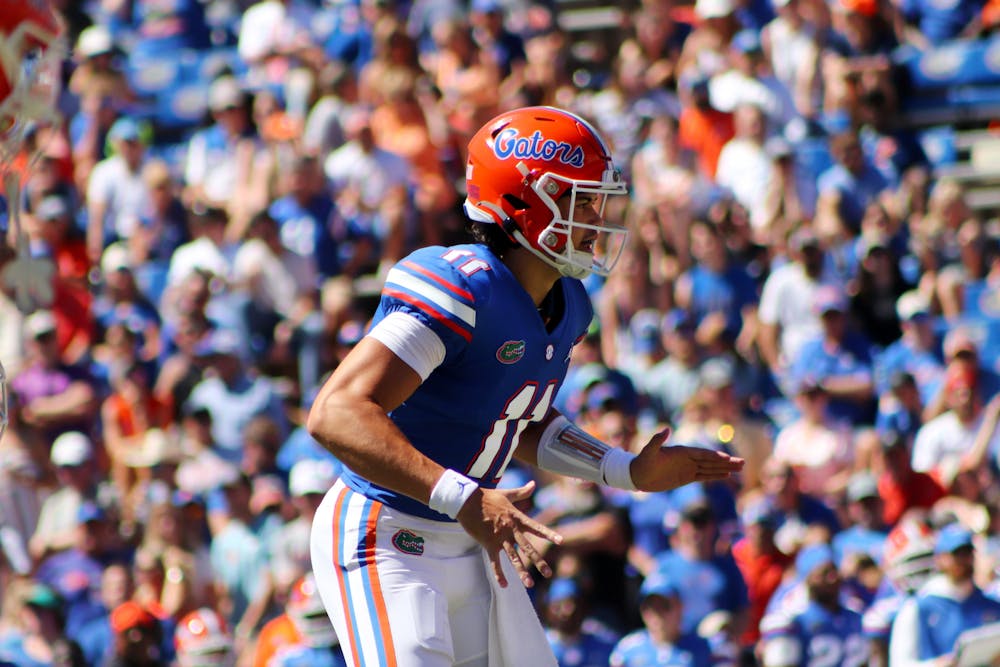 Florida redshirt freshman quarterback Jalen Kitna saw his first action as a Gator Sunday, Oct. 2, 2022. He completed eight passes for 152 yards and a touchdown against Eastern Washington. 