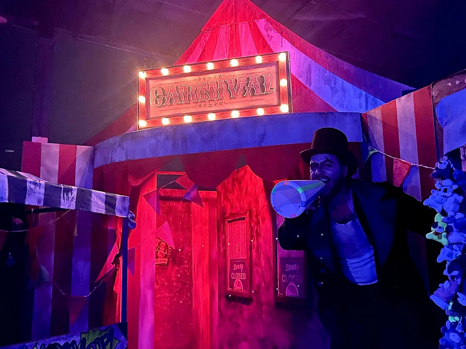 The first room of the Crimson Carnival is titled, “The Carnival Grounds.” Photo courtesy of Andrew Long, taken April 14, 2023. 

