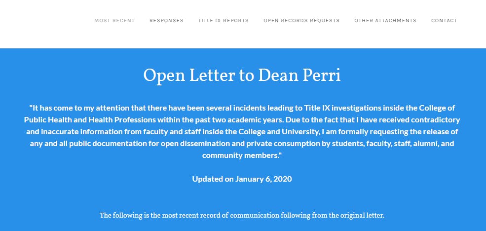 Screenshot of&nbsp;openlettertodeanperri.com