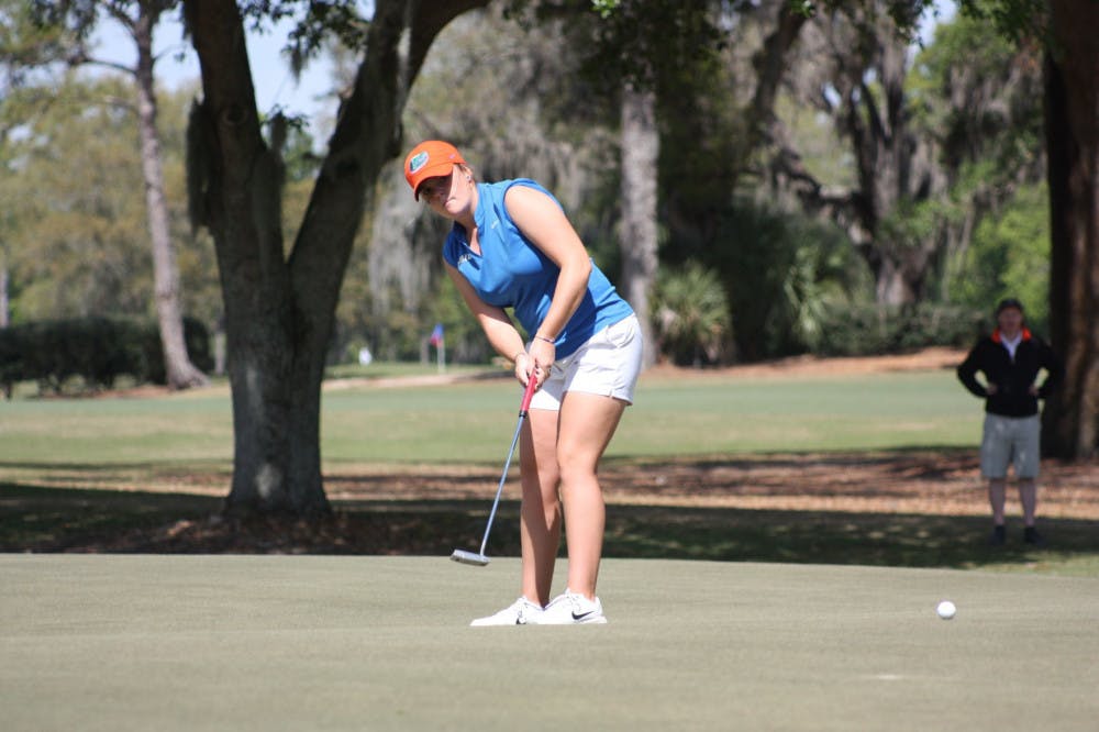 <p>Junior Marta Perez finished Day 1 of the SEC Tournament in a tie for second place at three-under par.</p>