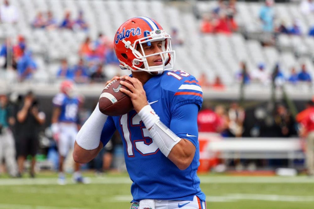 Feleipe Franks threw for 117 passing yards and recorded three total touchdowns in UF's Orange and Blue Game on Saturday.