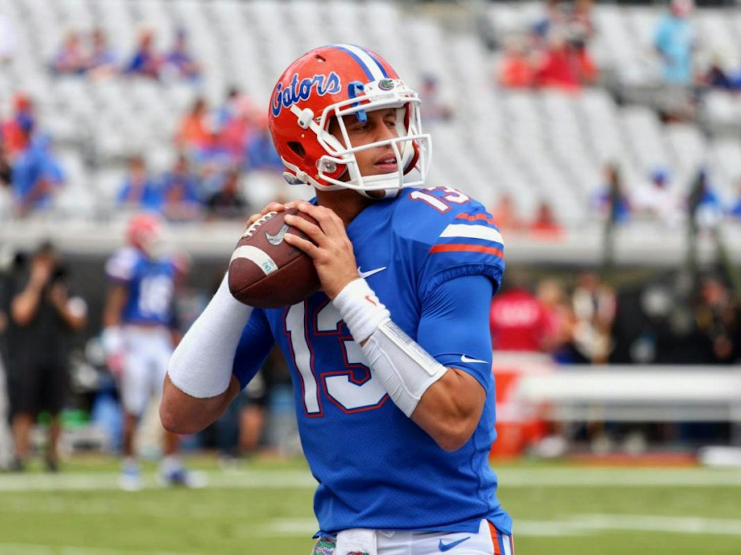 Feleipe Franks threw for 117 passing yards and recorded three total touchdowns in UF's Orange and Blue Game on Saturday.