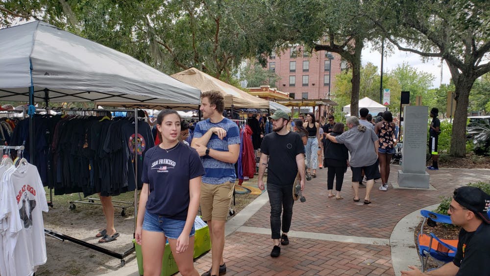 <p>The Gainesville community visits the Florida Vintage Market at Bo Diddley Plaza on Oct. 6.</p>
