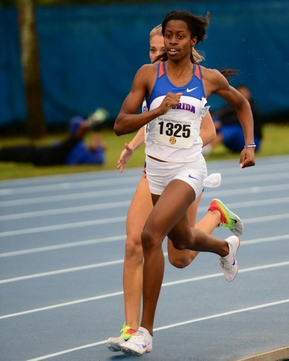 <p>Lanie Whittaker runs at the Tom Jones Classic on April 21, 2012. Whittaker helped the Gators take first in the sprint medley relay at the Florida Relays on Saturday.</p>