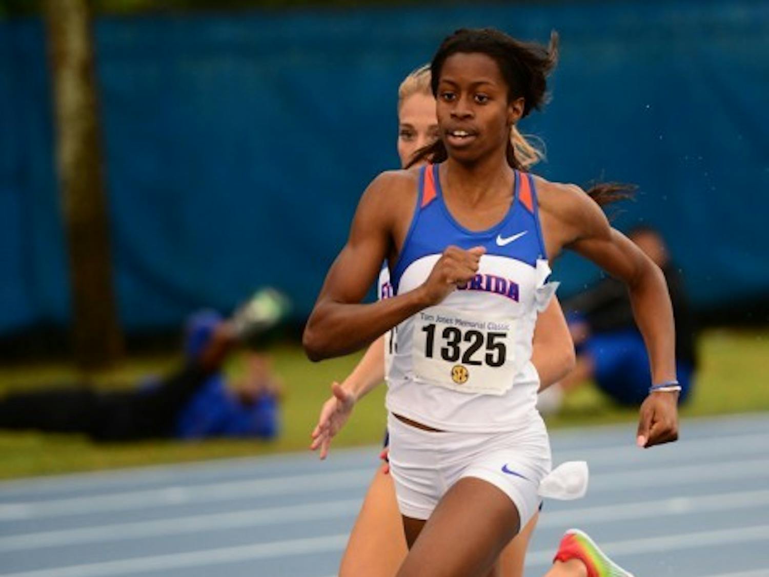 Lanie Whittaker runs at the Tom Jones Classic on April 21, 2012. Whittaker helped the Gators take first in the sprint medley relay at the Florida Relays on Saturday.