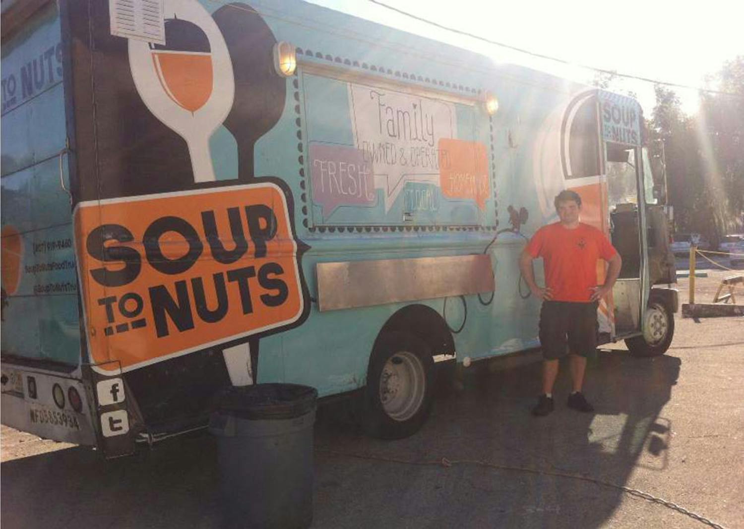 Peter Sturgeon, 26, stands outside his food truck, Soup to Nuts, as he prepares for an event at First Magnitude Brewery.&nbsp;