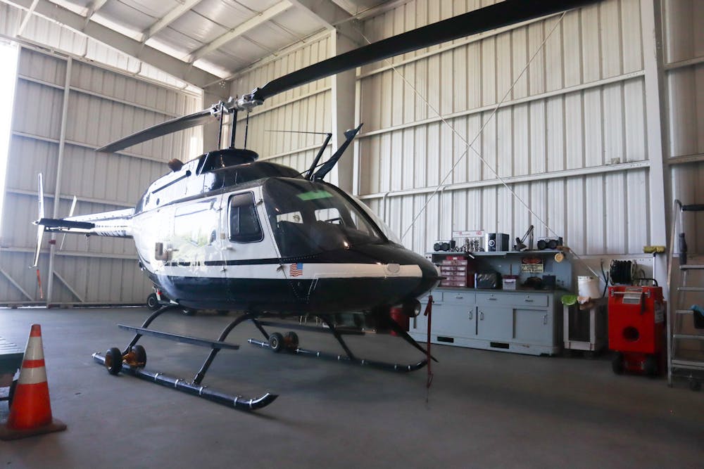 Helicopter operated by the Alachua County Sheriff’s Office pictured at Gainesville Regional Airport on Thursday, March 28, 2024.