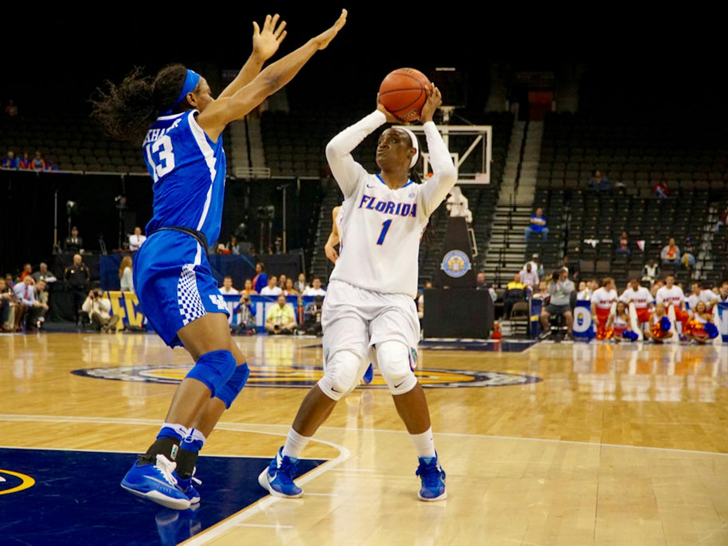 Florida's Ronni Williams shoots the ball during UF's 92-69 loss to Kentucky in the SEC Tournament on March 4, 2016, in the Jacksonville Veterans Memorial Arena. 