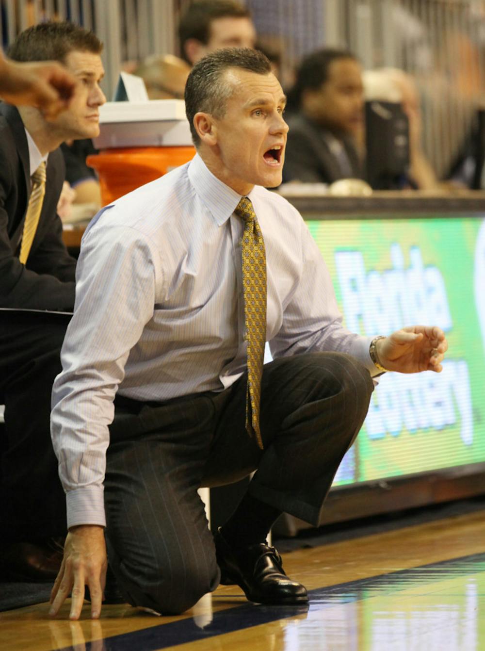 <p>Billy Donovan calls out to players against Savannah State on Nov. 20 in the O’Connell Center. Donovan won his second gold medal on Sunday.</p>