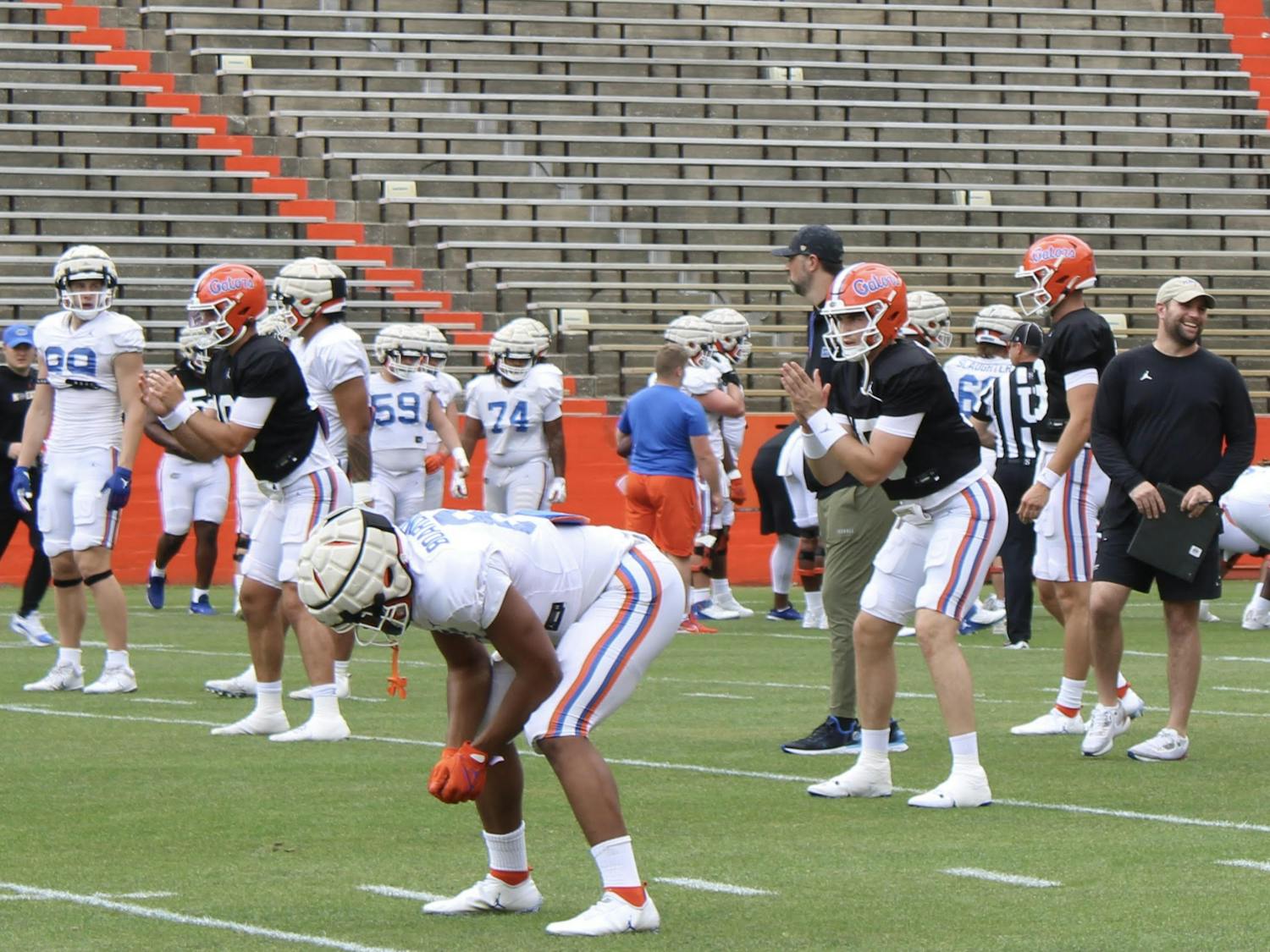 Redshirt junior quarterback Graham Mertz prepares to snap the ball in a Spring scrimmage Tuesday, March 28, 2023.